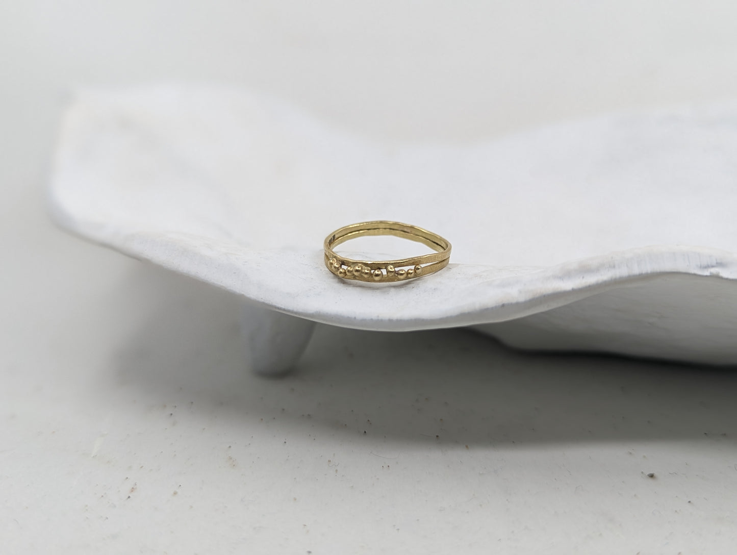 Beaded duo Forged Wedding Band | 9k Yellow gold - MILLY MAUNDER