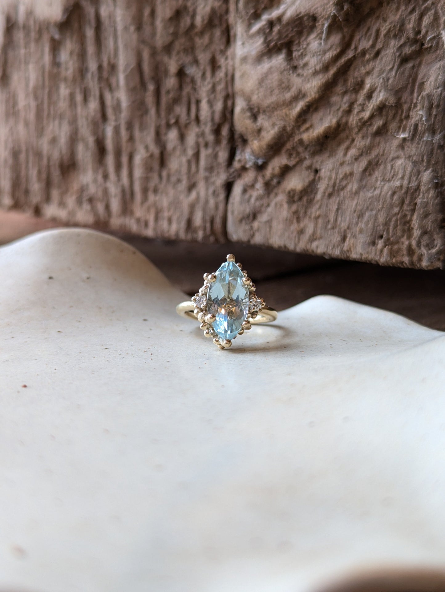 bespoke | aquamarine and diamond engagement ring
