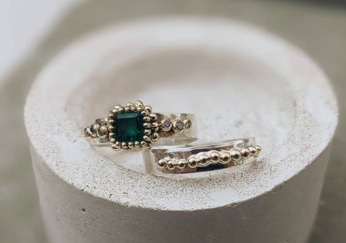 Heirloom reset Emerald ring MILLY MAUNDER