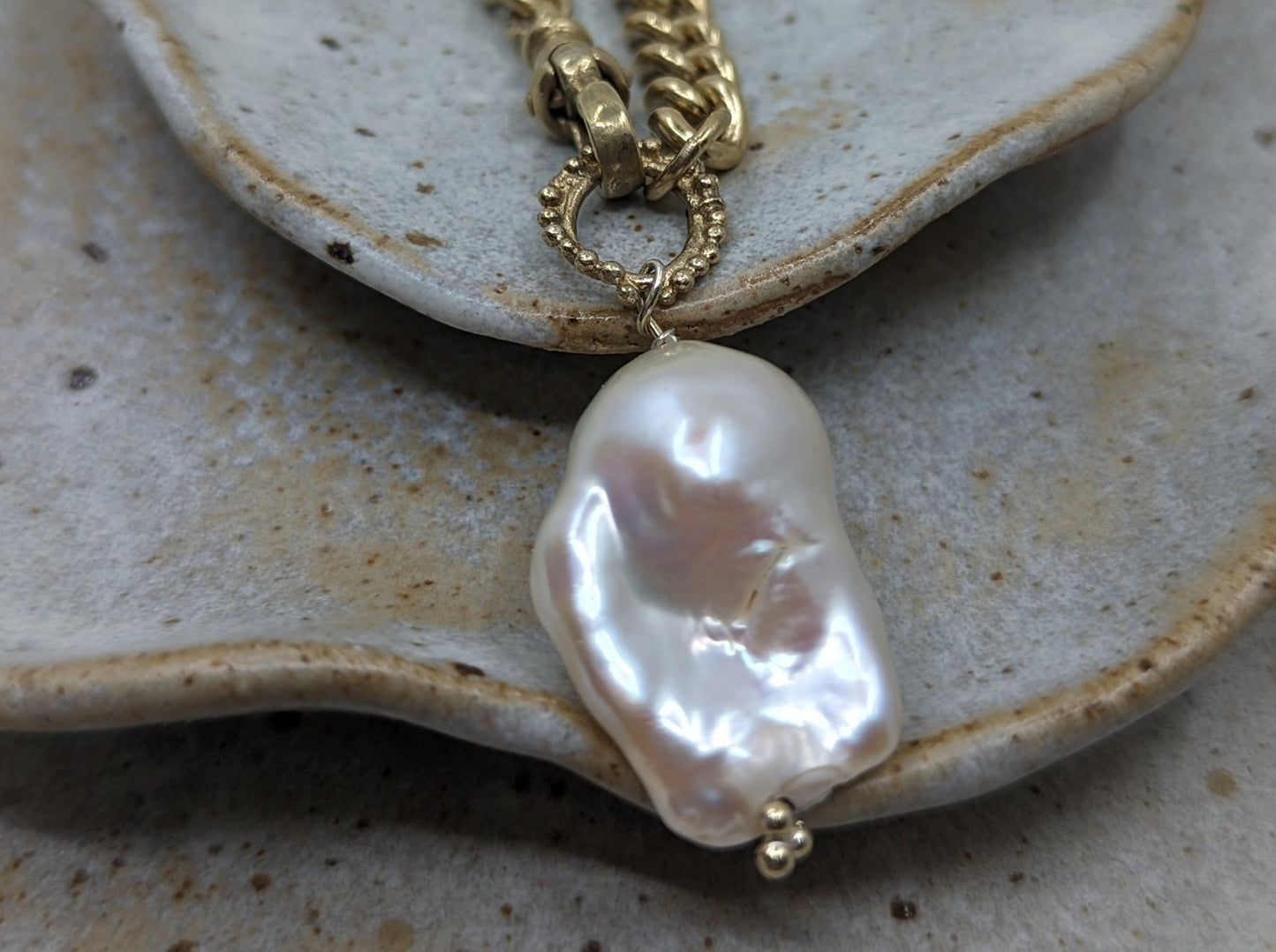 Fireball Baroque Pearl Pendant | Gold Plated