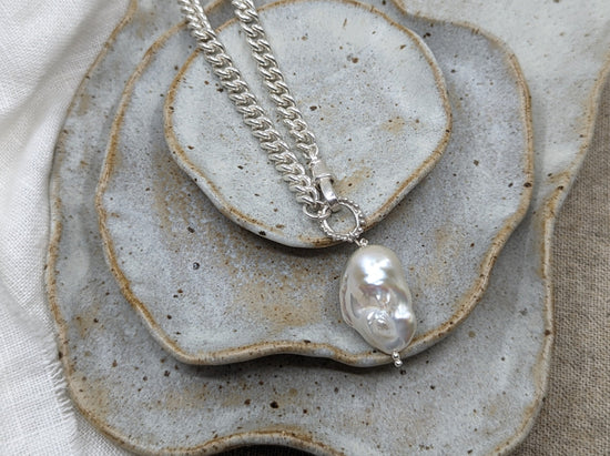 Fireball Baroque Pearl Pendant | Sterling Silver