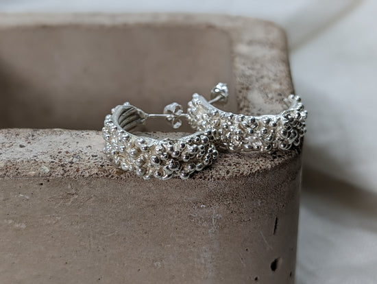Load image into Gallery viewer, Chunky Sea Foam Hoops | Silver
