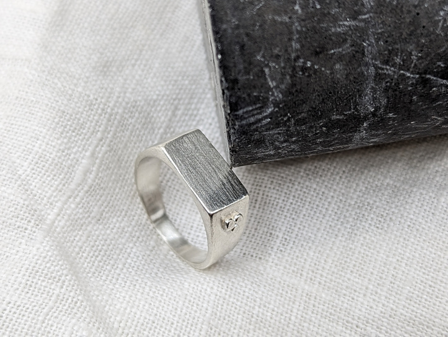 Mens Rectangular Signet Ring - MILLY MAUNDER