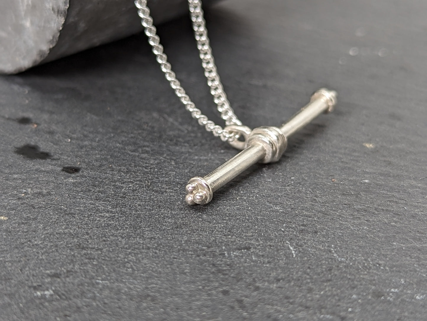 Load image into Gallery viewer, Men&amp;#39;s T-bar Necklace | Sterling Silver - MILLY MAUNDER
