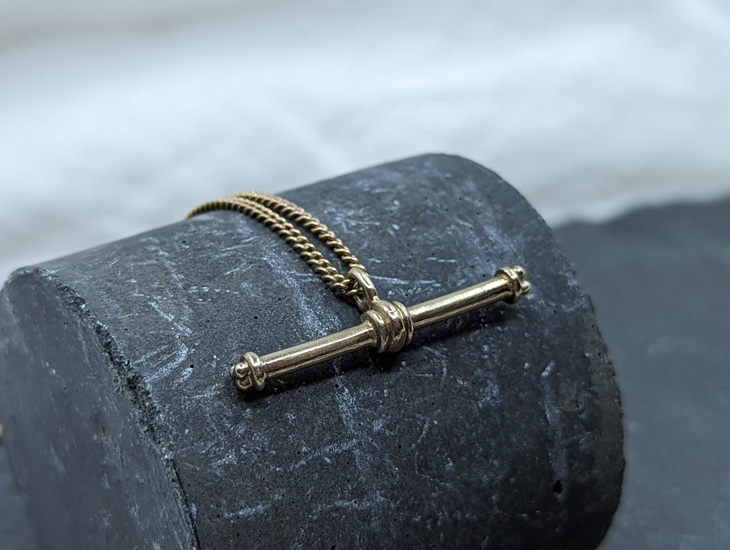 Men's T-bar Necklace | Gold Plated