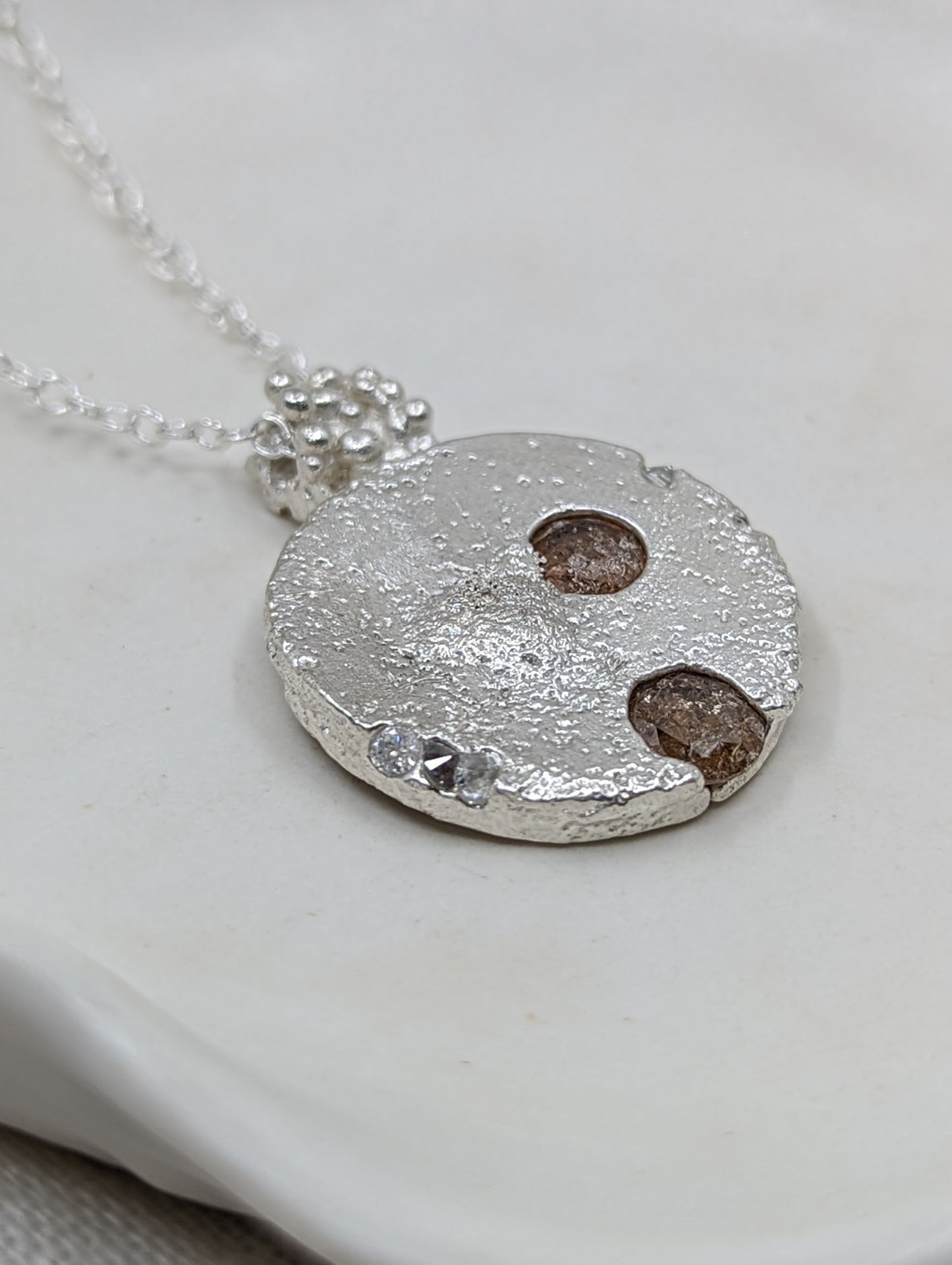 Load image into Gallery viewer, Sand Cast CZ pendant | Sterling Silver
