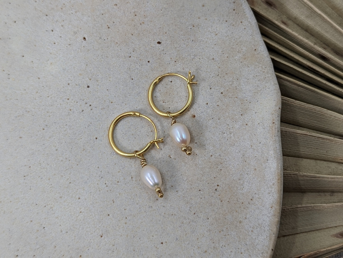 Hinged Huggies with Pearl Drop | 18k Gold Plated