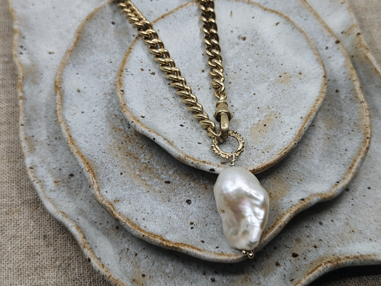Fireball Baroque Pearl Pendant | Gold Plated