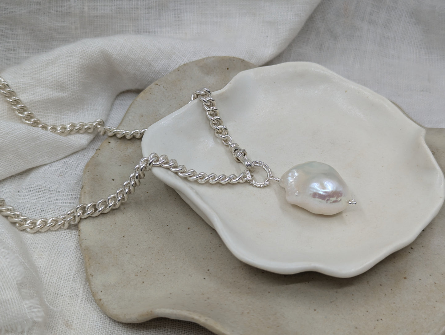 Fireball Baroque Pearl Pendant Sterling Silver MILLY MAUNDER