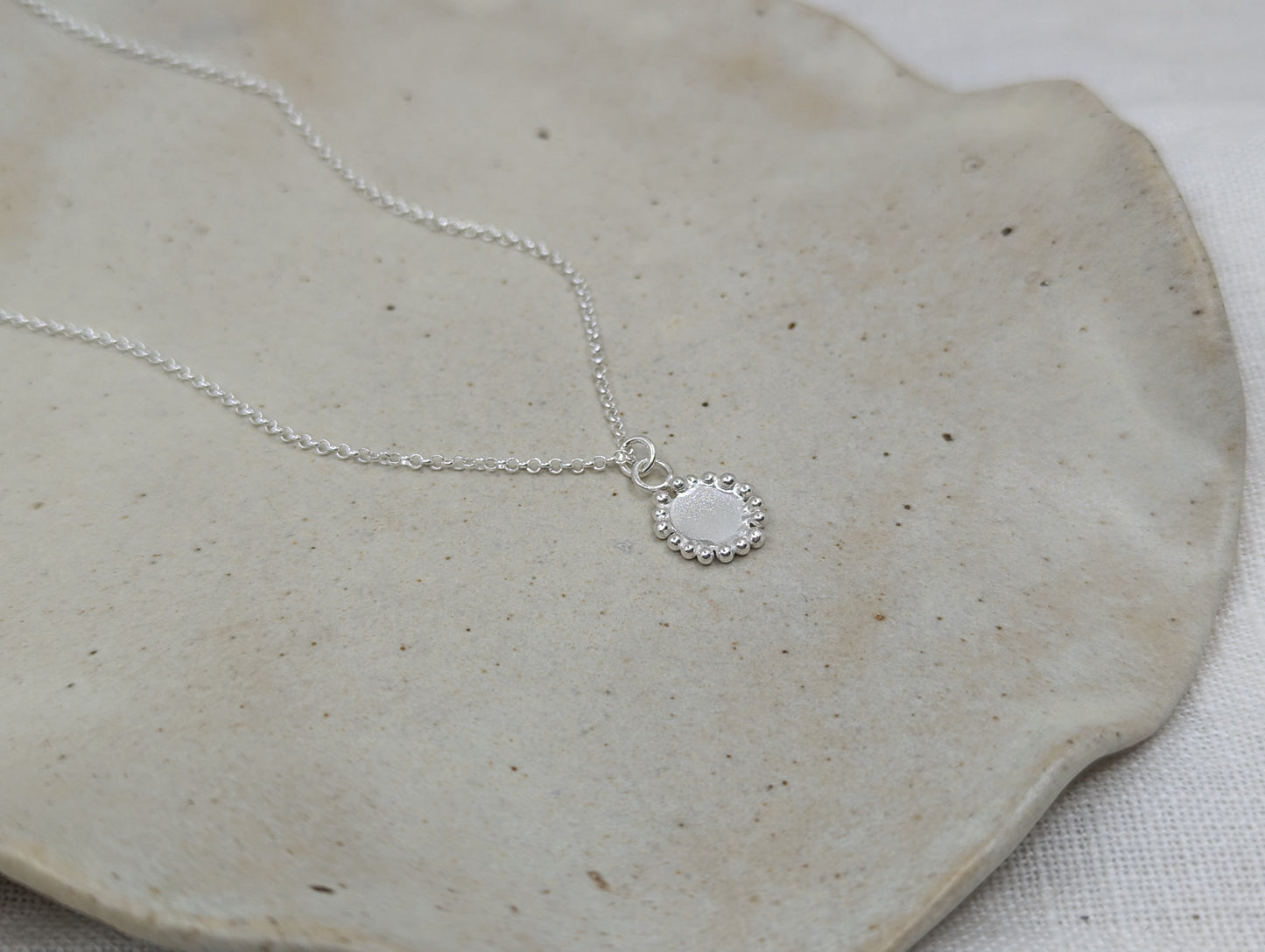 Small Granulated Disc Pendant | Sterling Silver - MILLY MAUNDER