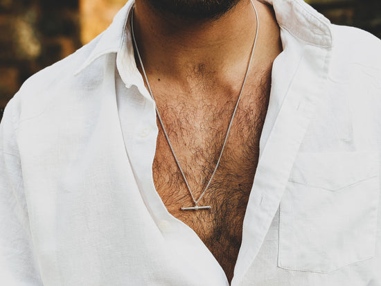 Men's Sunburst Bar Necklace Pendant