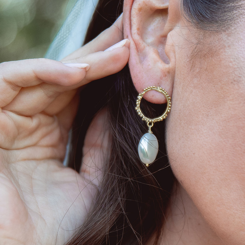 Halo and Pearl Earrings | 18k Gold Plated - MILLY MAUNDER