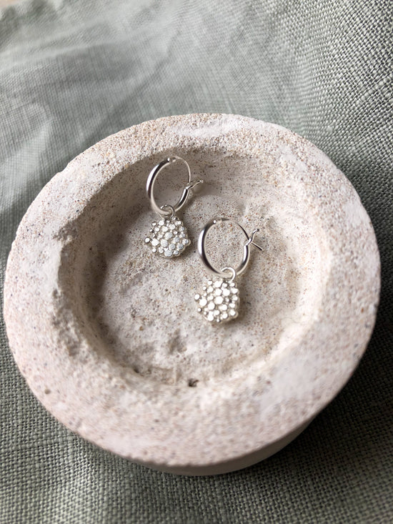 Hinged Huggies with bubble disc | Sterling Silver - Milly Maunder Designs