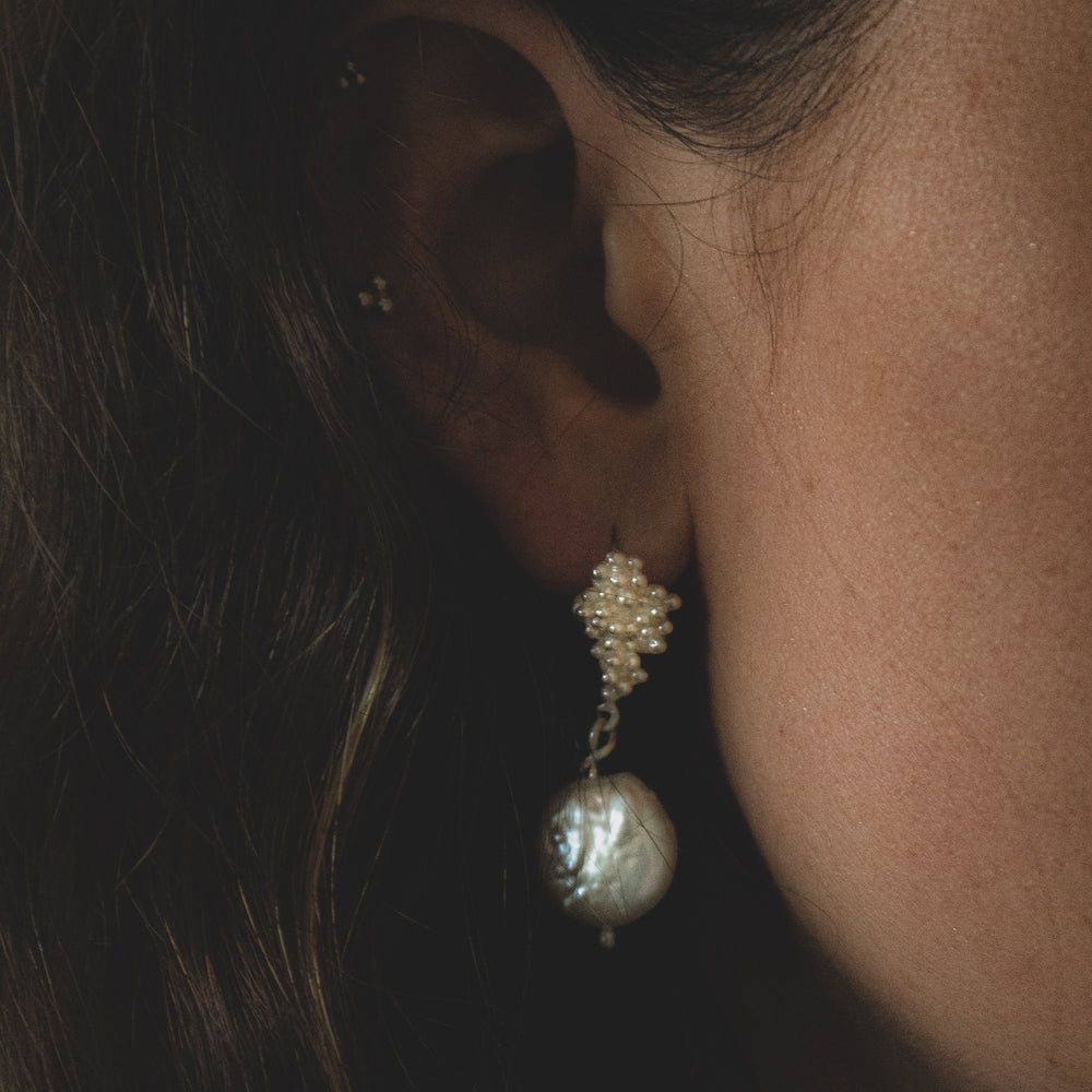 Barnacle and Pearl Earrings | Sterling silver - MILLY MAUNDER