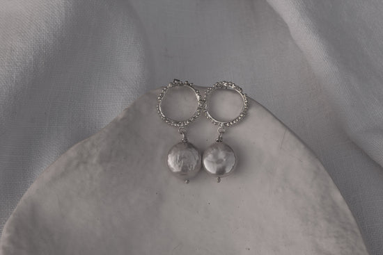 Load image into Gallery viewer, Halo and Pearl Earrings | Sterling Silver - MILLY MAUNDER
