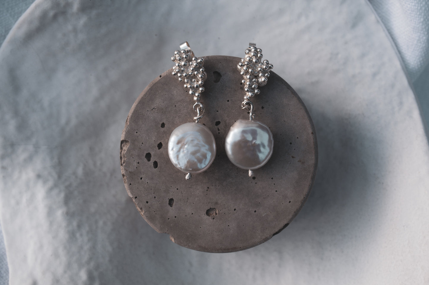 Barnacle and Pearl Earrings Sterling silver MILLY MAUNDER
