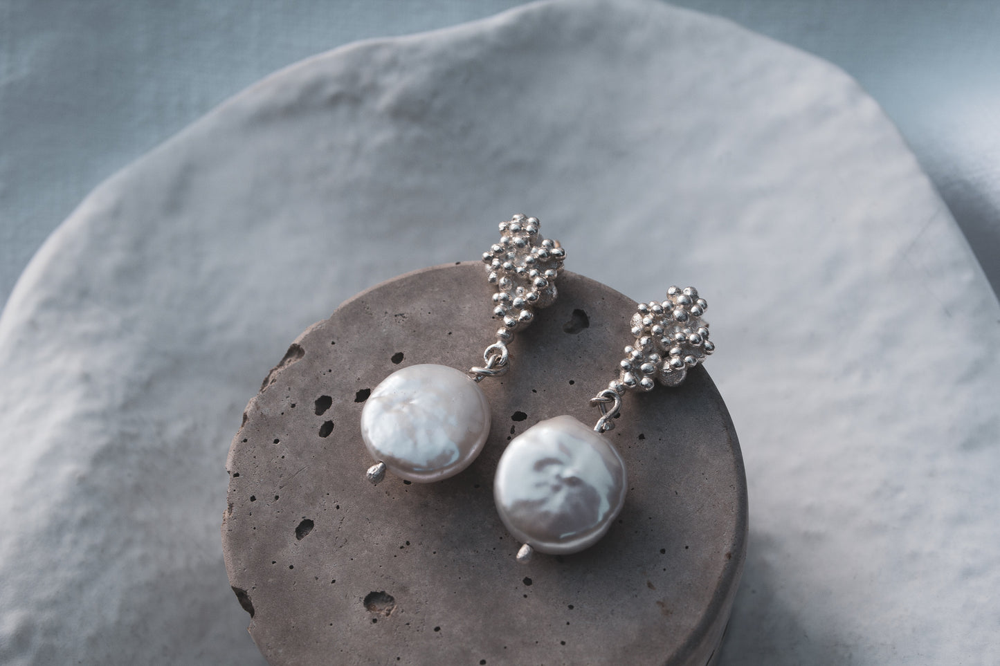 Barnacle and Pearl Earrings | Sterling silver - MILLY MAUNDER