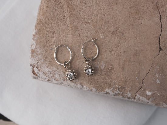 Load image into Gallery viewer, Cz Granulation Huggies | Sterling Silver - MILLY MAUNDER
