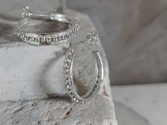 Forged Granulation Hoops | Sterling Silver - Milly Maunder Designs