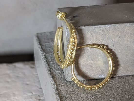 Forged Granulation Hoops | 18K Gold Plated - Milly Maunder Designs