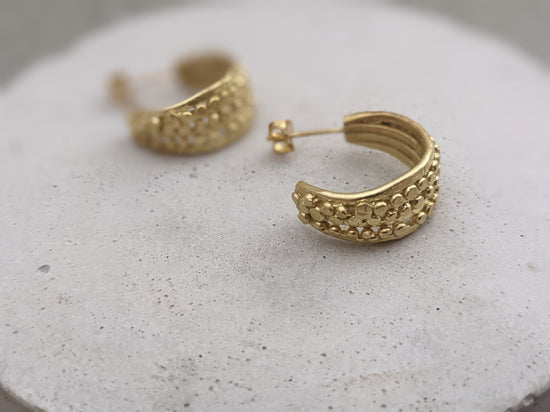 Chunky Scattered Pebble Hoops | Gold Plated - Milly Maunder Designs