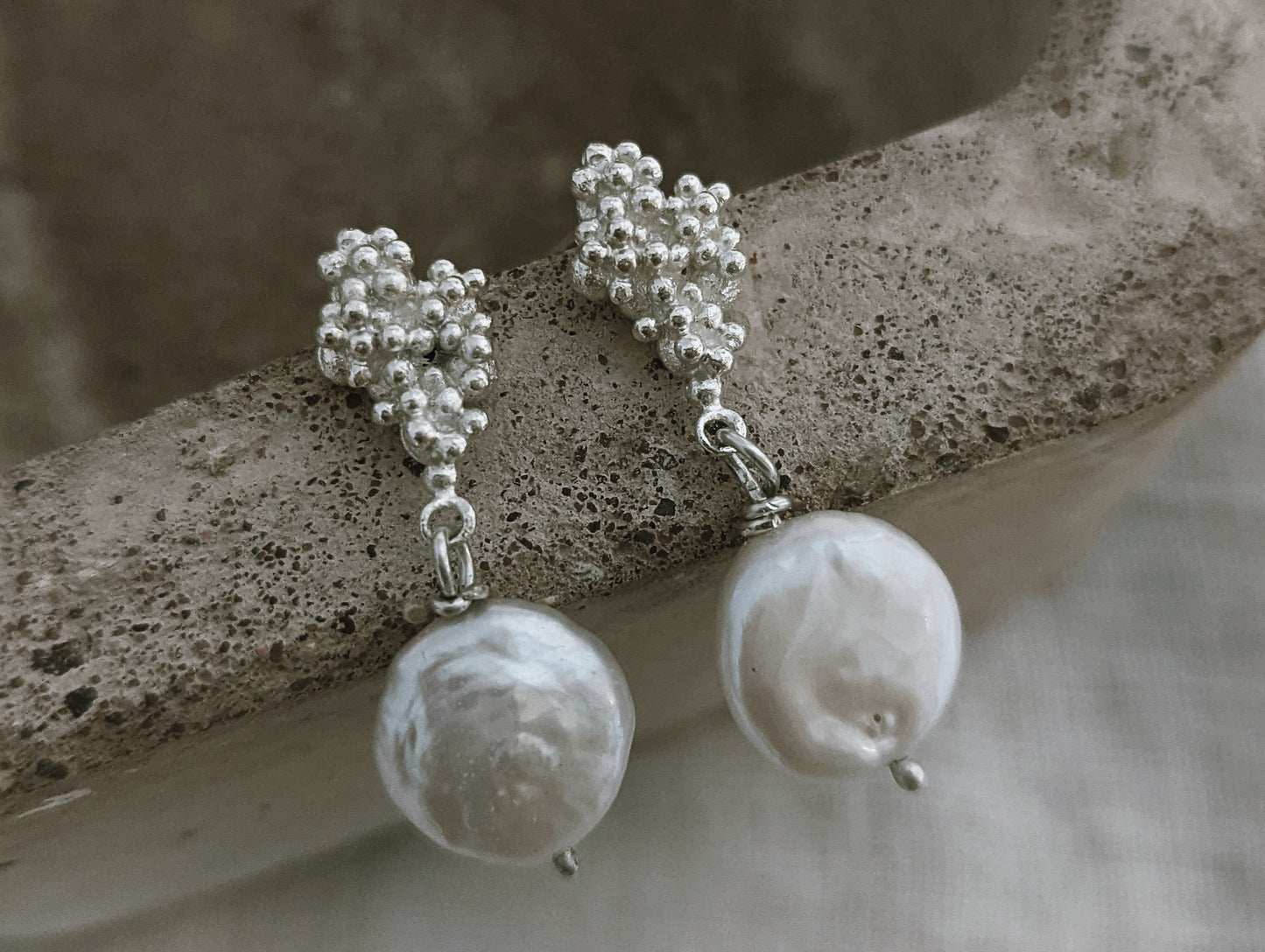 Barnacle and Pearl Earrings | Sterling silver - MILLY MAUNDER