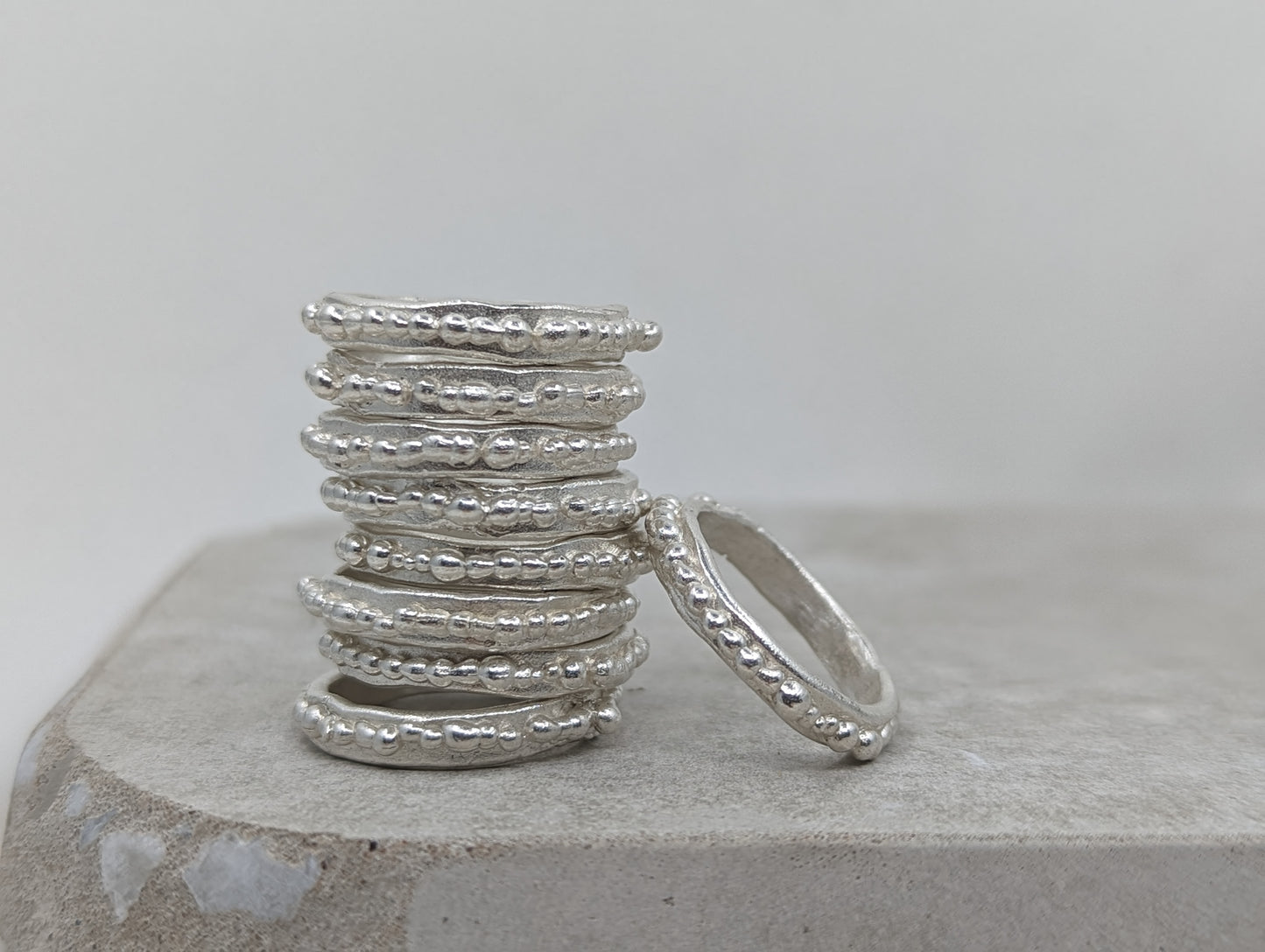 Rustic Beaded Ring | Sterling Silver