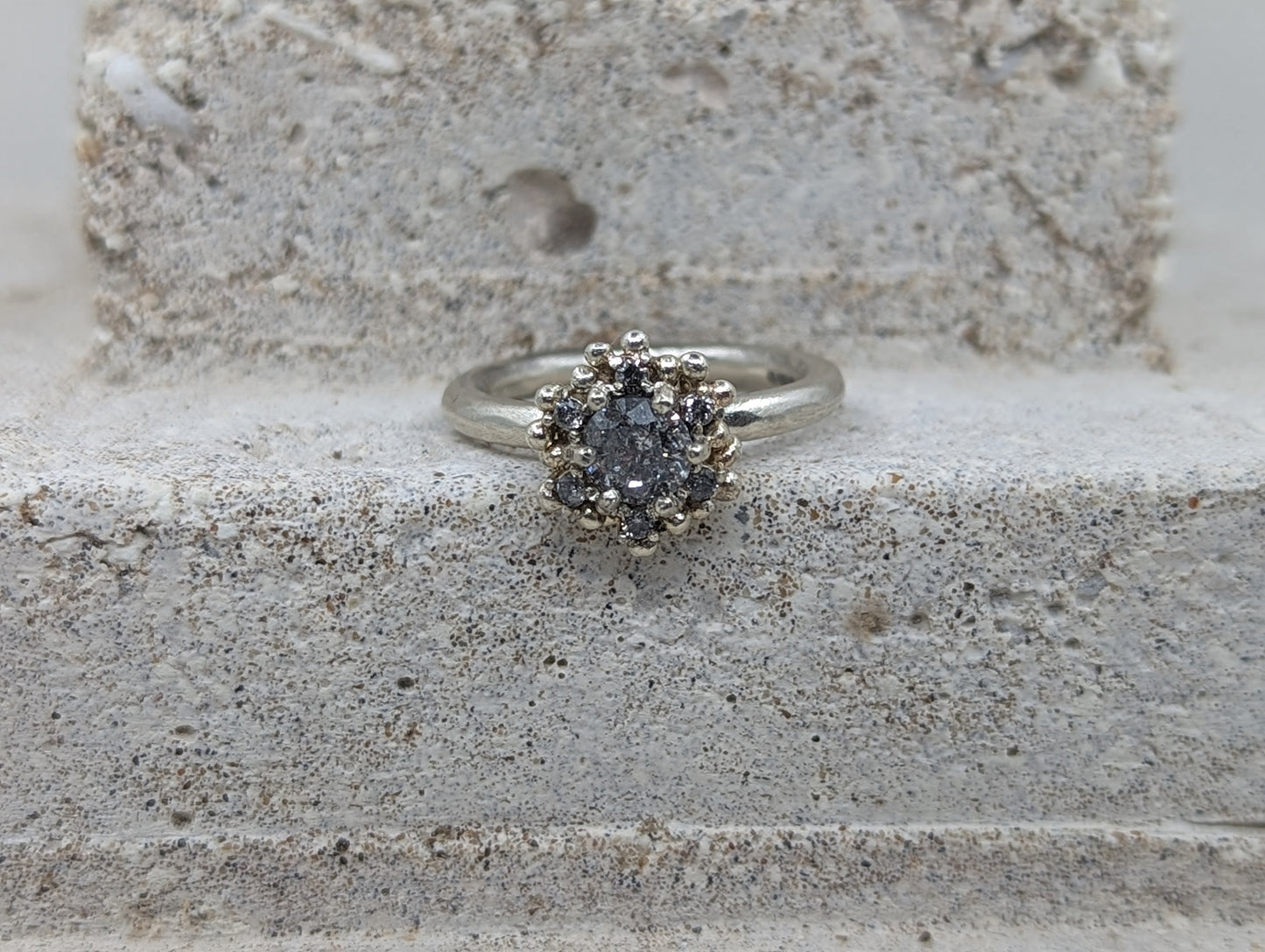 Clustered Engagement Ring | 9ct White Gold - MILLY MAUNDER