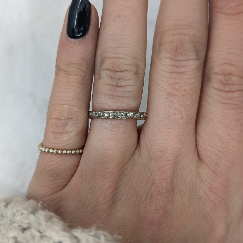 Pebble Band with Salt & Pepper Diamonds | 9k White Gold - MILLY MAUNDER