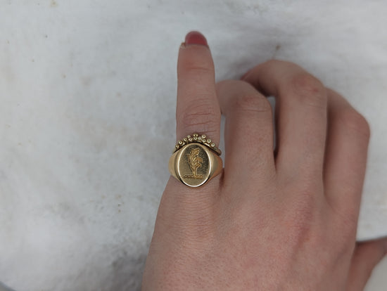 Signet Ring Crown | 9k Yellow Gold - MILLY MAUNDER