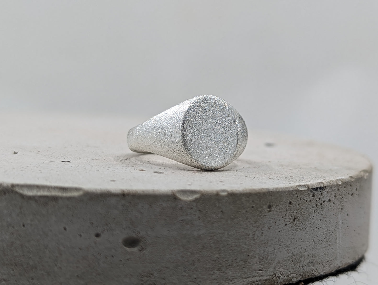 Frosted Oval Ladies Signet ring | Sterling silver 100% recycled