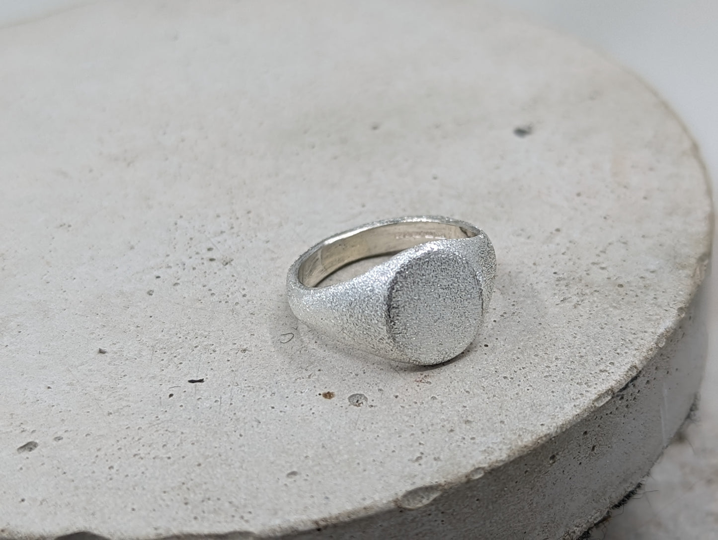 Frosted Oval Ladies Signet ring | Sterling silver 100% recycled