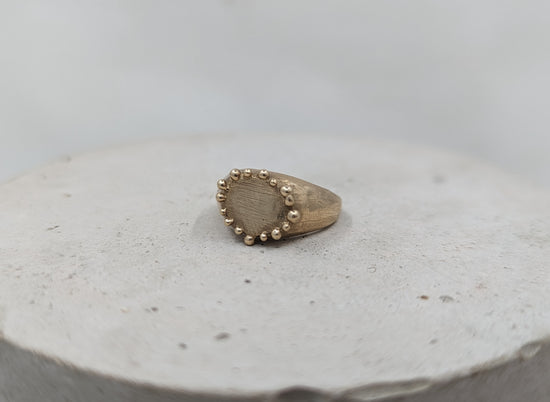 One-of-a-kind Hand carved signet ring | 9k Yellow gold 100% recycled