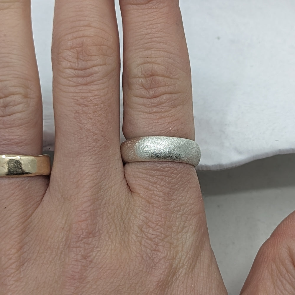 6.0 Frosted Heavy Wedding Band | 9k White Gold - MILLY MAUNDER