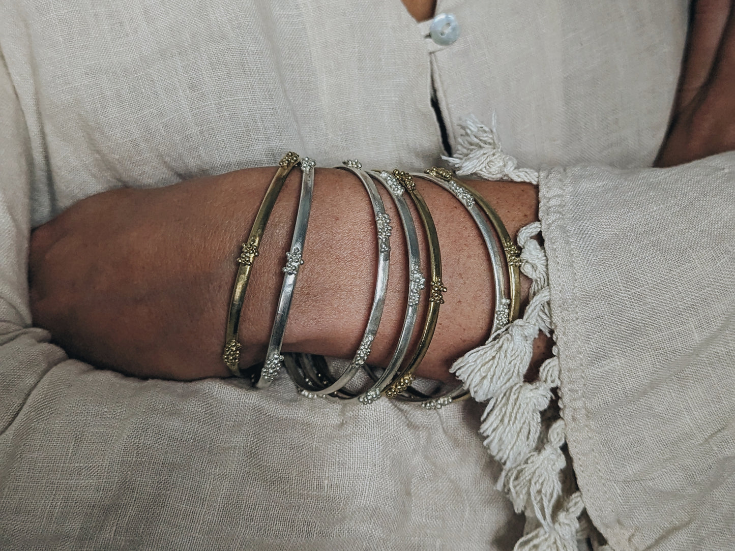 Granulation Bangle | Sterling Silver