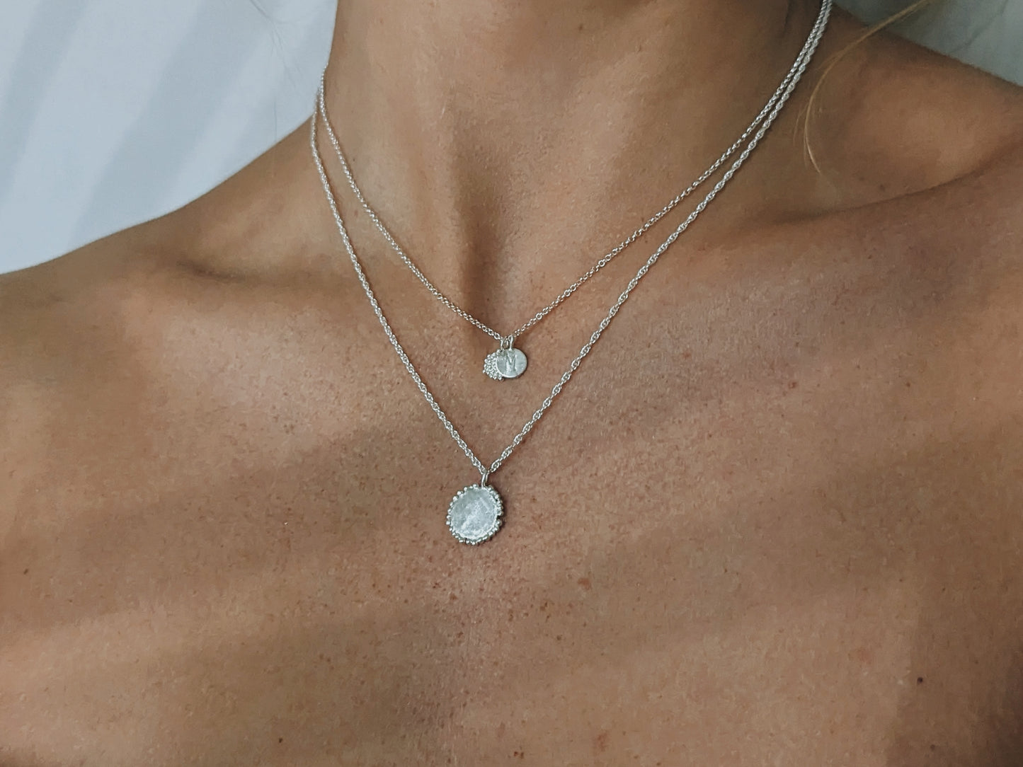 Large granulated disc pendant | Sterling Silver