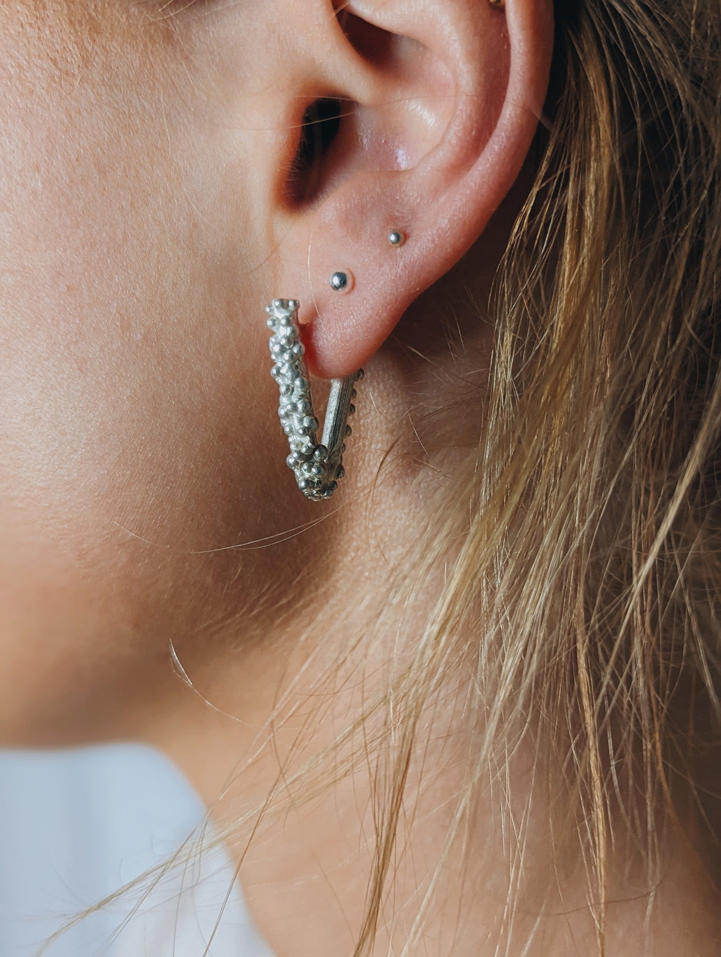 Ovate Budo Studs | Sterling Silver - MILLY MAUNDER