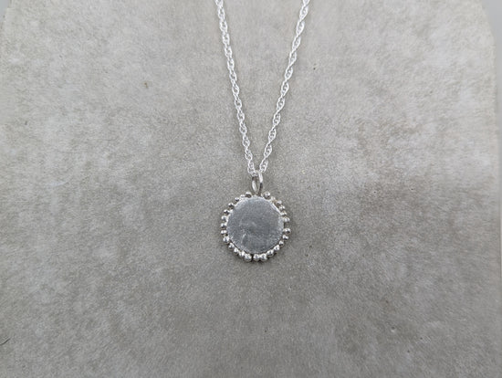 Large granulated disc pendant | Sterling Silver