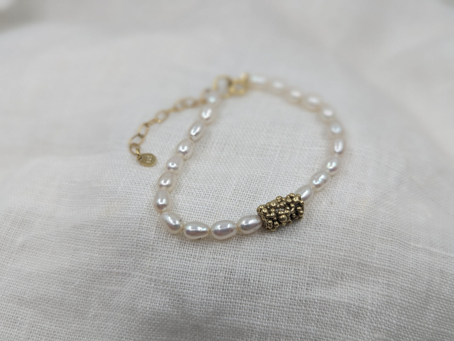 Pearl and bead Bracelet | Gold Plated