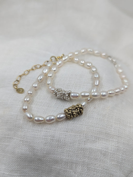 Pearl and bead Bracelet | Gold Plated